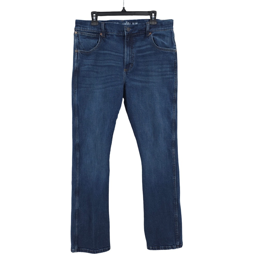Wrangler Bootcut Retro Slim Boot Dark Wash Mid Rise Blue Denim Jeans Mens 36x34